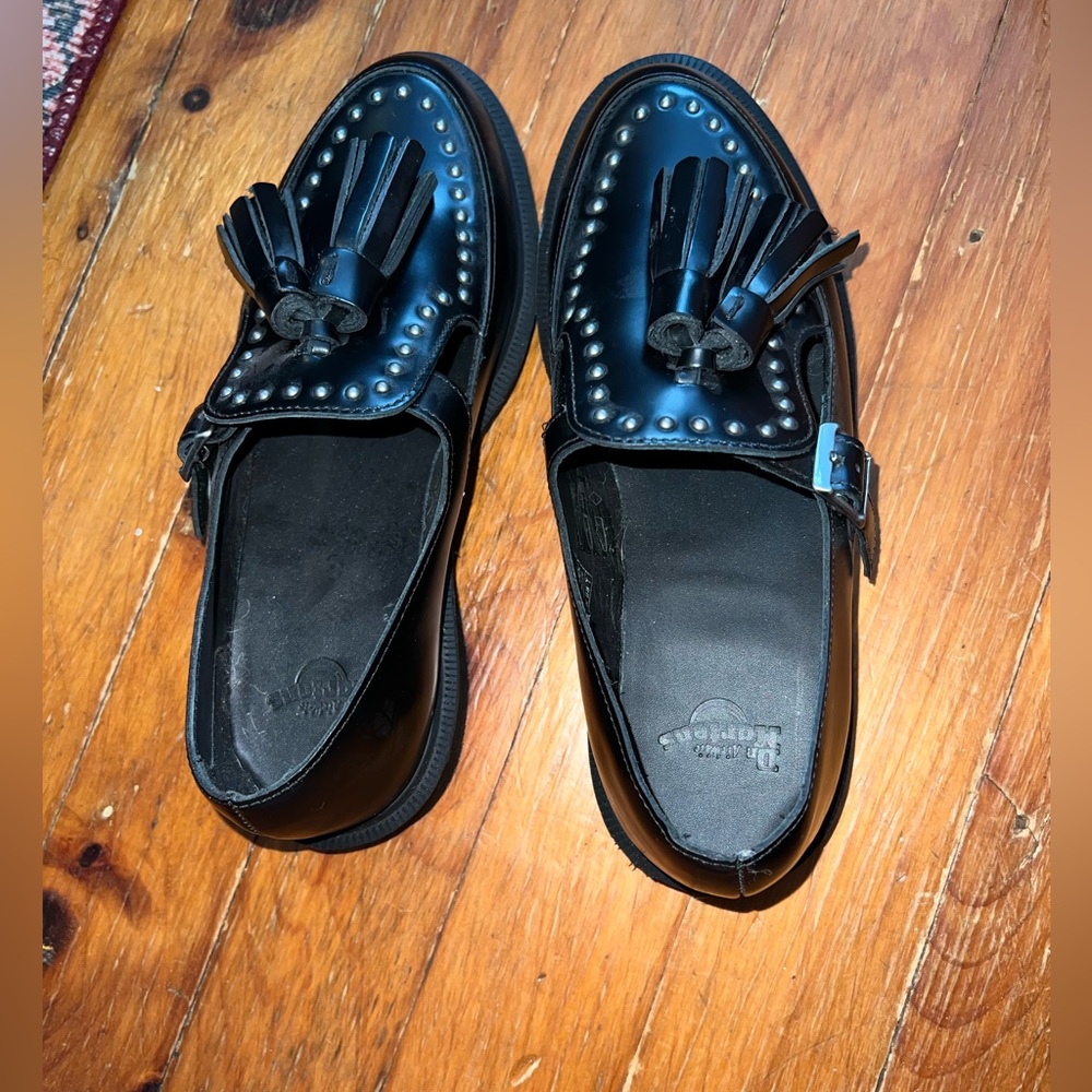 Dr. Martens Gracia black leather studded loafers with tassels
